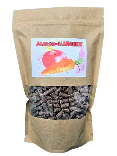 Przejdź do produktu Smakołyki bezzbożowe MINI dla koni - jabłko i marchew