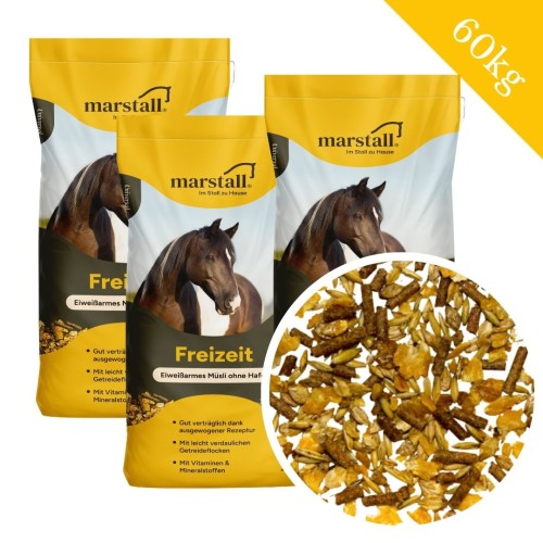 Przejdź do produktu 3 × Marstall Freizeit 20 kg – pakiet niskoenergetycznego musli bez owsa dla koni rekreacyjnych