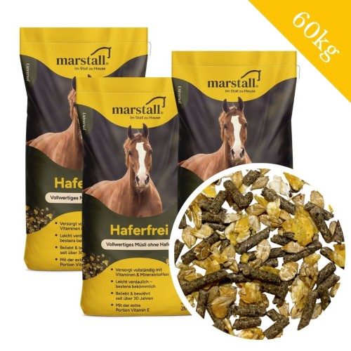 Przejdź do produktu 3 × Marstall Haferfrei 20 kg – pakiet musli bez owsa i balancer do owsa dla koni