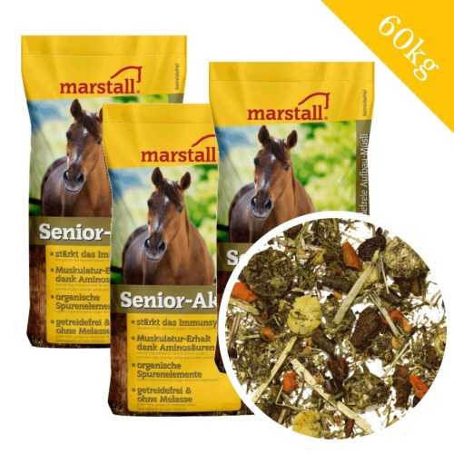 Przejdź do produktu 3 × Marstall Senior-Aktiv 20 kg – pakiet bezzbożowego musli dla koni starszych
