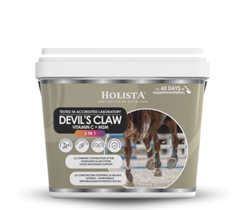 Przejdź do produktu Holista Equine Czarci Pazur + MSM + Witamina C 1000 g – suplement na stawy i aparat ruchu koni
