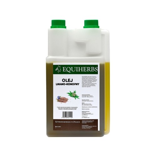 Przejdź do produktu EQUIHERBS Olej lniano-konopny dla koni 1 l – Omega 3 i 6 na sierść, skórę i kondycję